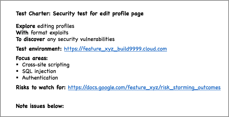 Test charter example to use for security testing